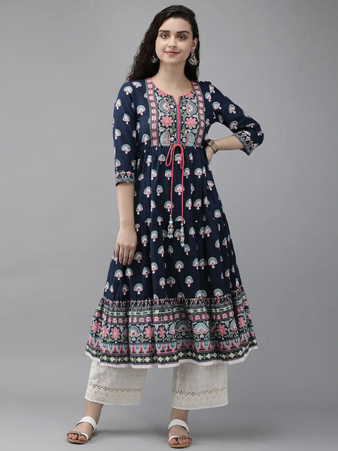 Navy Blue Anarkali Kurta for Women